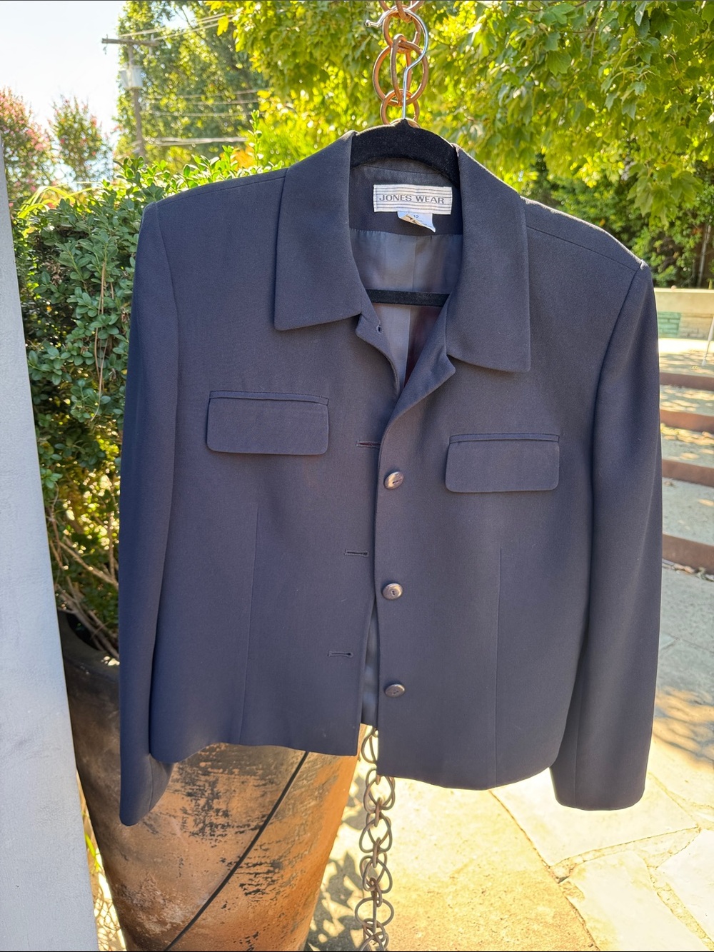 Jones Wear Navy Structured Button-Front Blazer | size 12